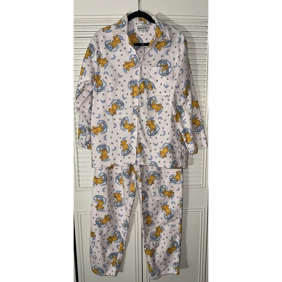 Friends Of The Heart Women’s 100% Cotton Whimsical Bear Moon Star Pajamas Size L - Picture 1 of 13